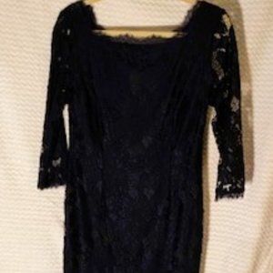 Adrianna Papell Blue Lace Cocktail Dress